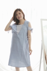 MAMA HAMIL Pricil Dress Baju Hamil Menyusui Outfit Casual Simple Elegan Model Pita Lengan Sabrina   DRO 901 5  large